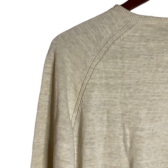 Lucky Brand Long Sleeve V Neck Cream Sweater Raglan Knit Ribbed Henley Small S - Picture 10 of 16